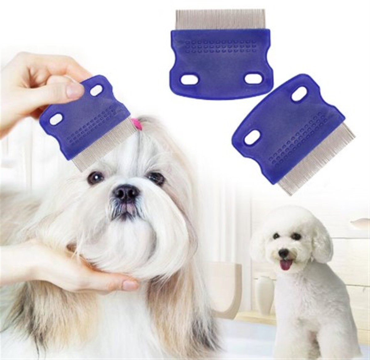 Köpek Kedi Tüy Toplayıcı Avuç İçi Bit Pire Önleyici Tarak Asorti