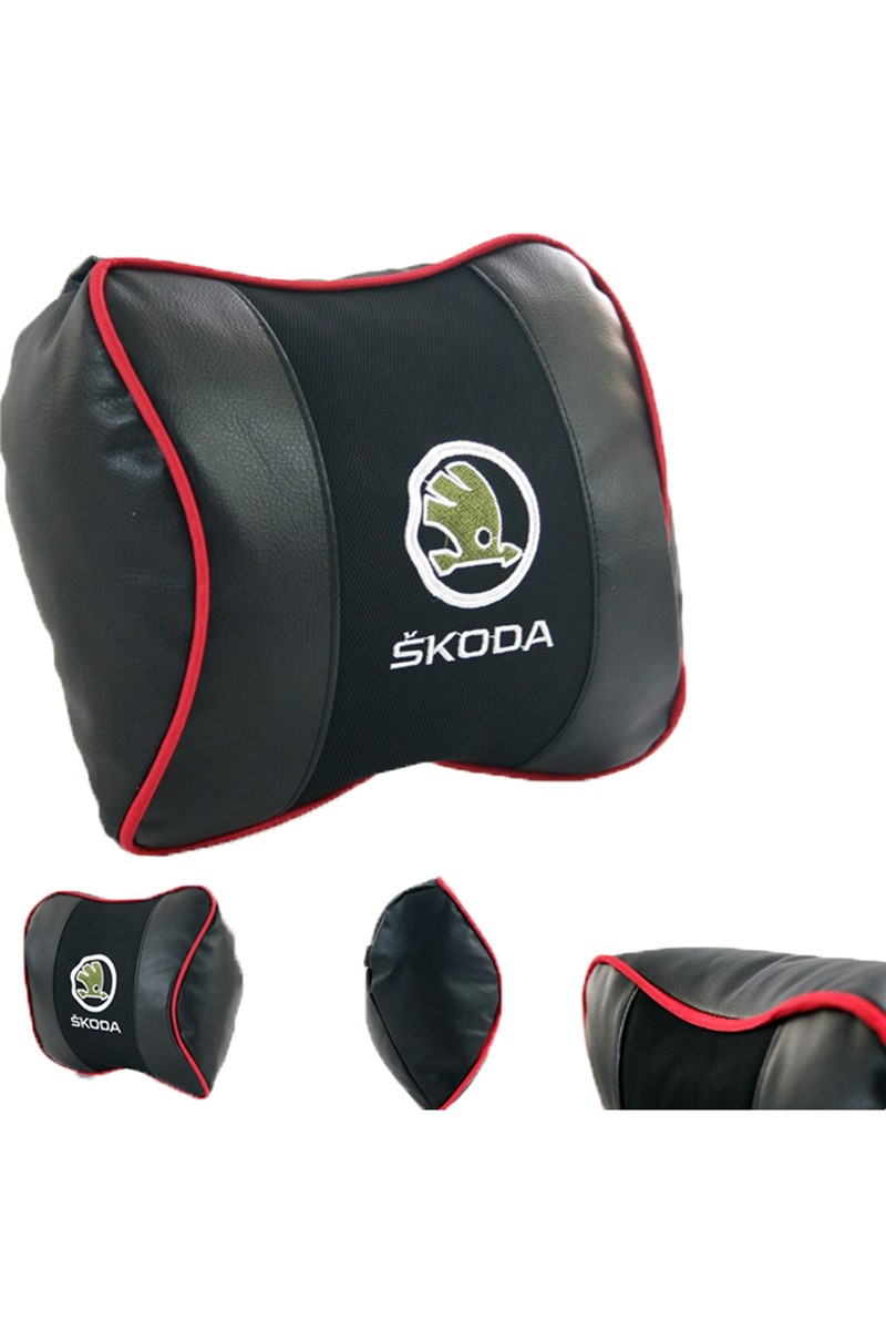Skoda Geniş Havalı Deri Boyun Seyahat Uyku Yastığı 1 Adet