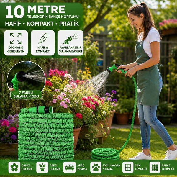 Uzayan Hortum Tabancalı Expandable Hose 7.5 Metre