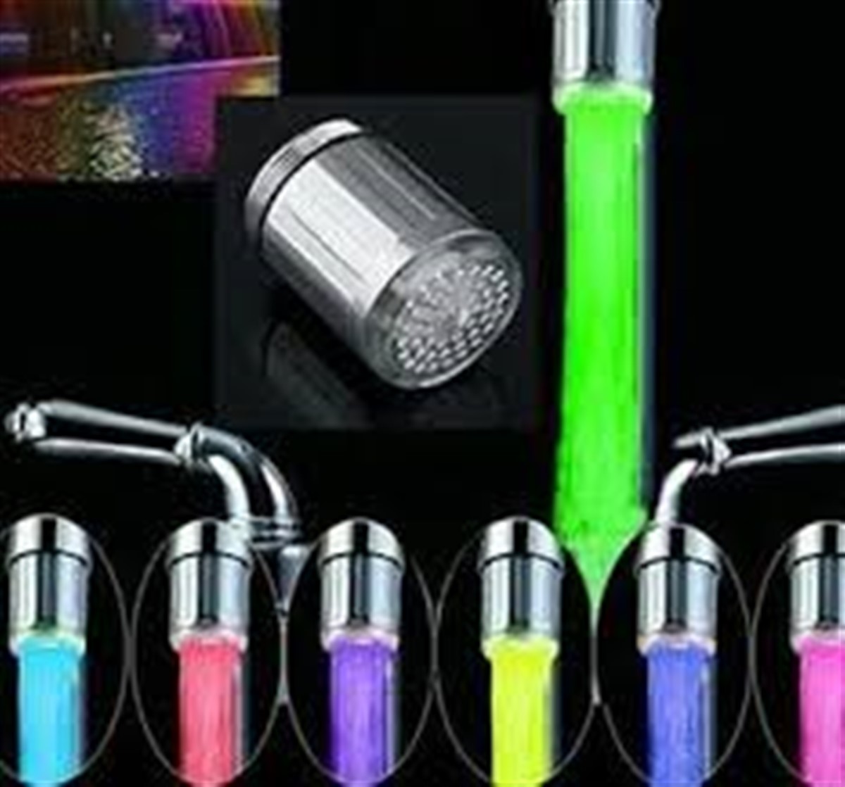 Pilsiz Tek Renkli Banyo Mutfak Işıklı Musluk Başlığı ASORTİ