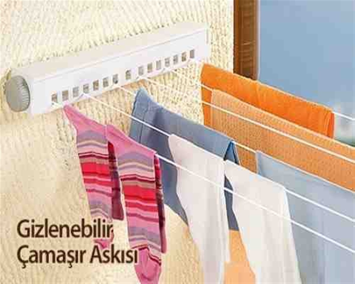 Kolay Kurulum 5 İpli Çek Bırak Çamaşır Askılık