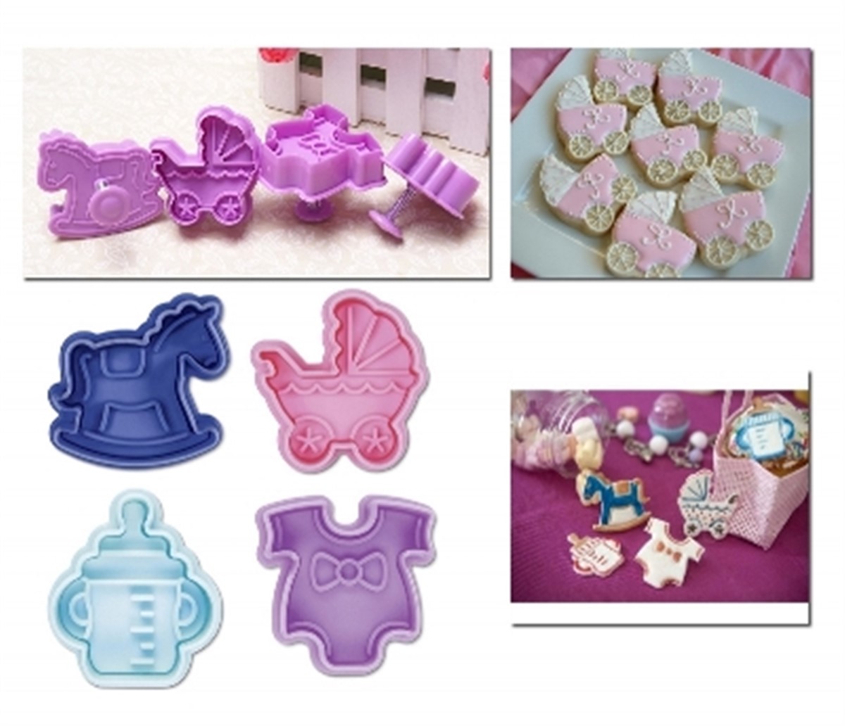 Plastik Basmatik Kurabiye Kalıbı Baby Shower Asorti