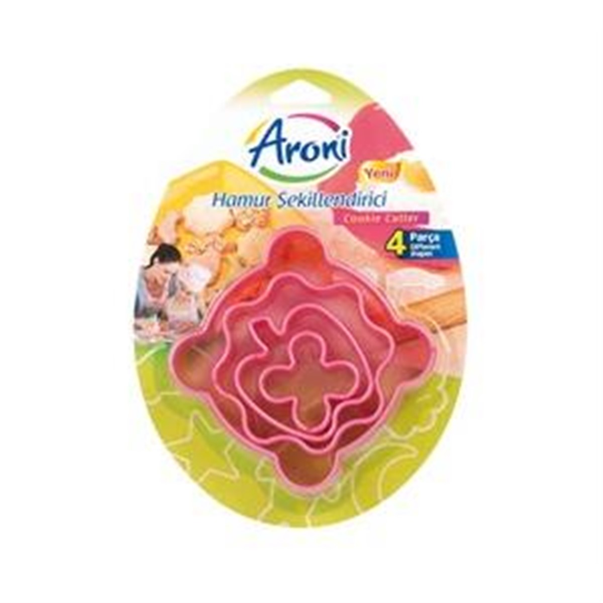 4 Parça Kurabiye Kalıbı Hamur Şekillendirici Set Asorti