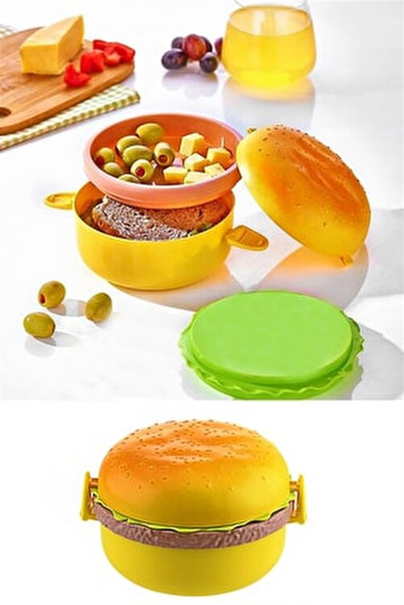 Hamburger Şeklinde Beslenme Saklama Kabı