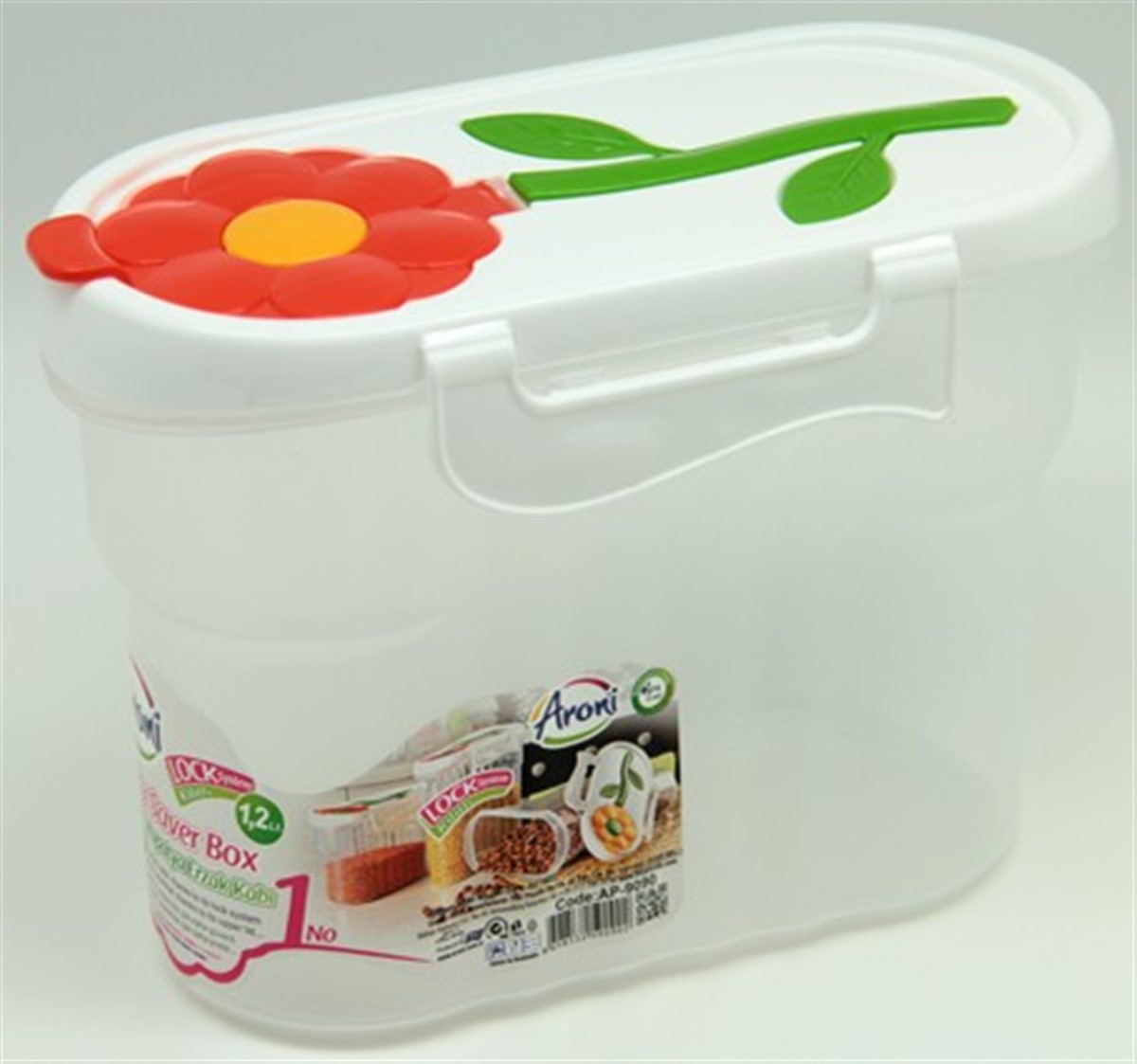 Papatya Kapaklı Erzak Bakliyat Saklama Kabı 1,2 Litre Asorti