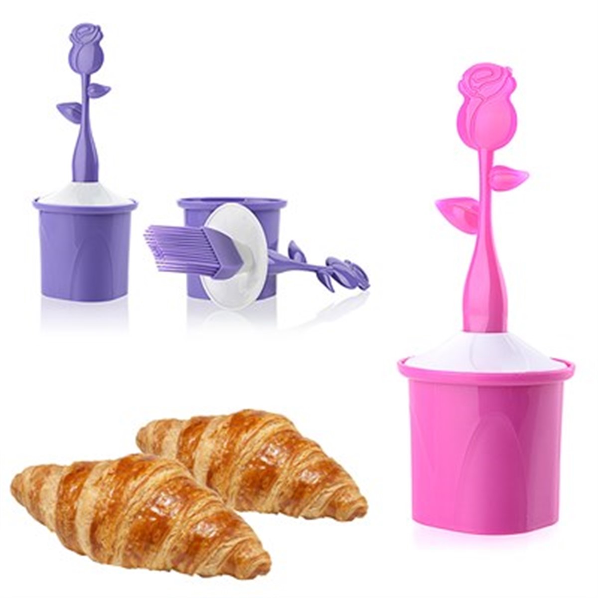 Gül Şeklinde Yumurta Fırça Seti Asorti