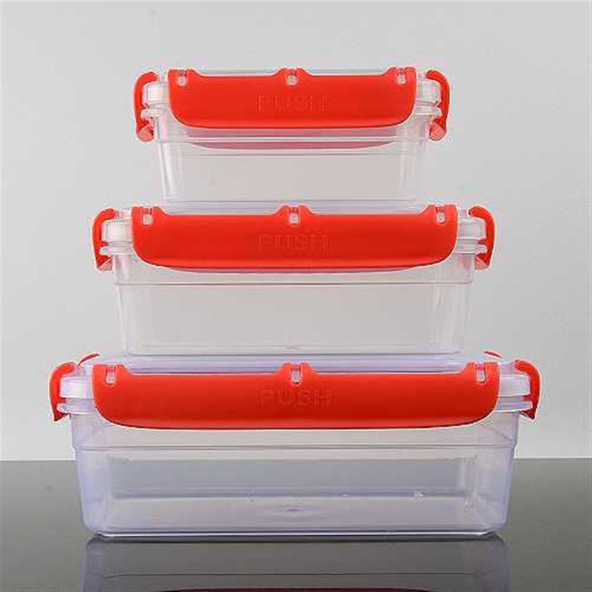 Pratik Kilitli Saklama Kapları 3 Adet Birden Asorti