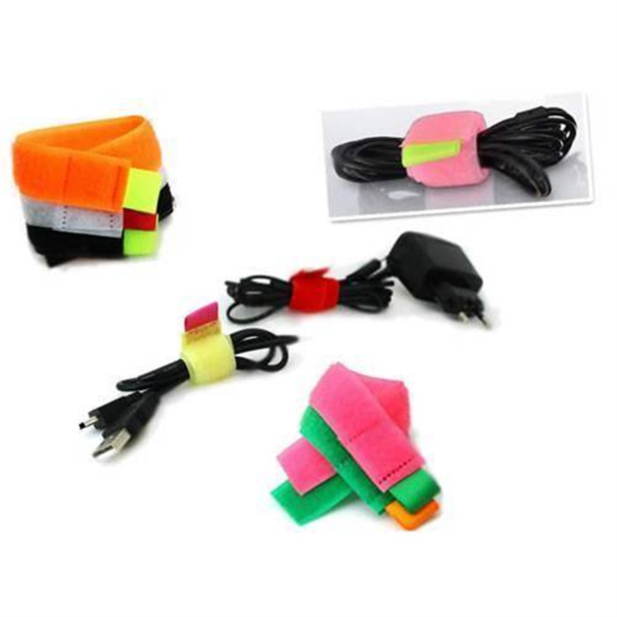 Cırtlı Kablo Düzenleyici Toparlayıcı Asorti 6 Adet Birden