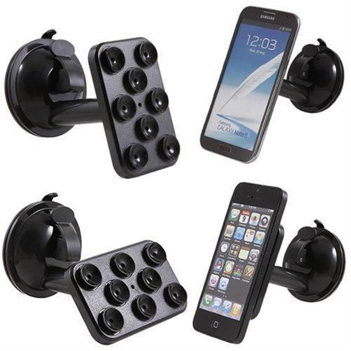 Araç İçi Telefon Tablet Tutucu Asorti 8 Vantuzlu Döner Başlıklı