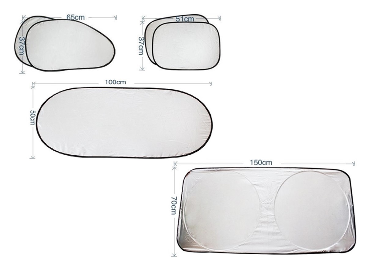 Parlak Araç Güneşliği 6 lı Set Ön Arka Yan Cam Güneşlik