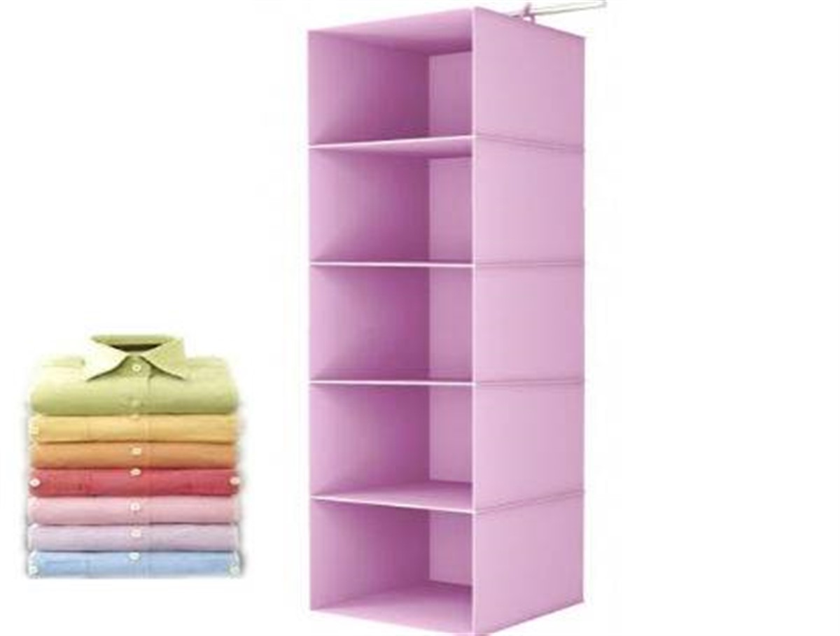 5 Katlı Dolap İçi Organizer Pembe