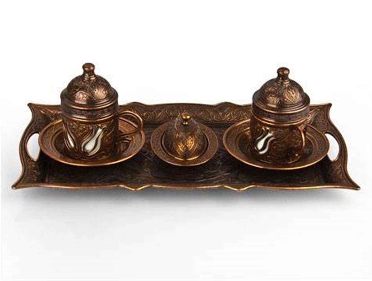 Osmanlı Motifli 2 li Türk Kahvesi Seti Asorti