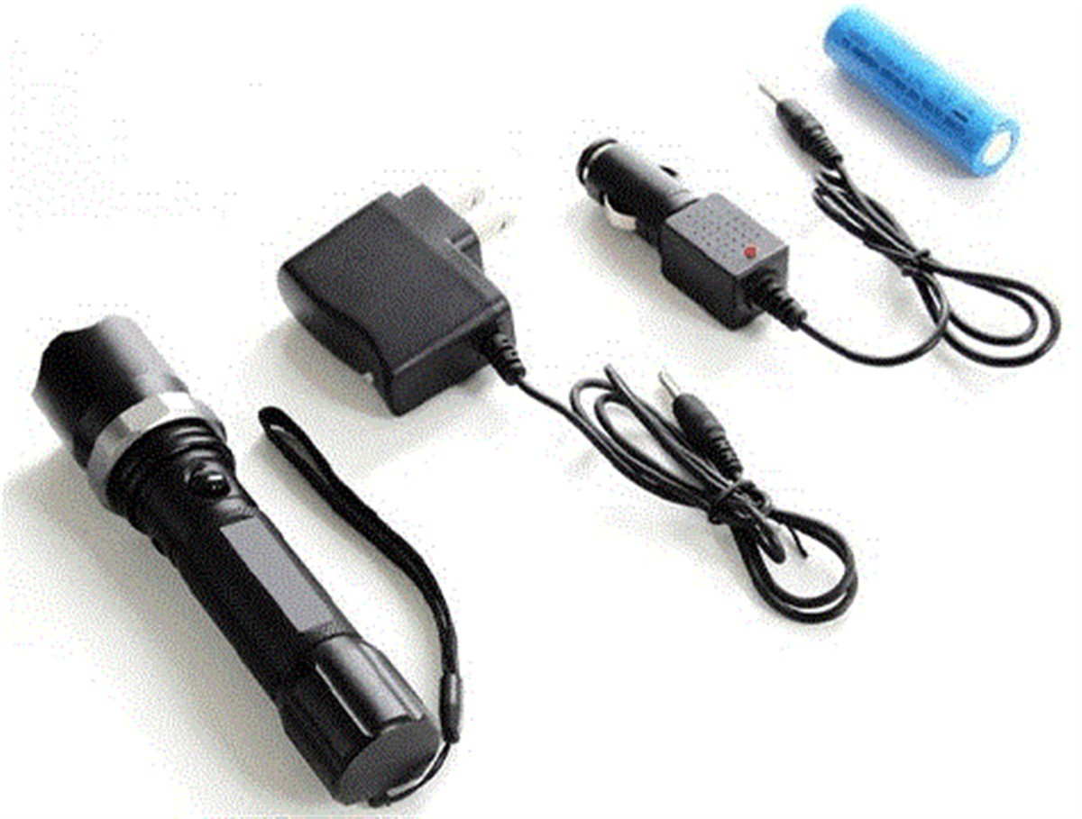 Zoomlu Şarjlı Led Pilli Şarjlı Polis El Feneri