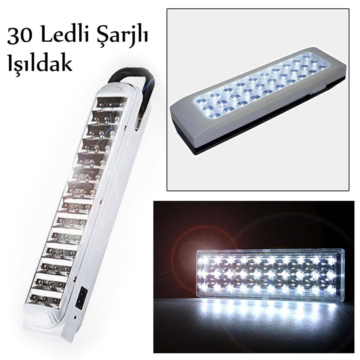 30 SMD Ledli İpli Kulplu Led Lamba Şarjlı Işıldak Fiş