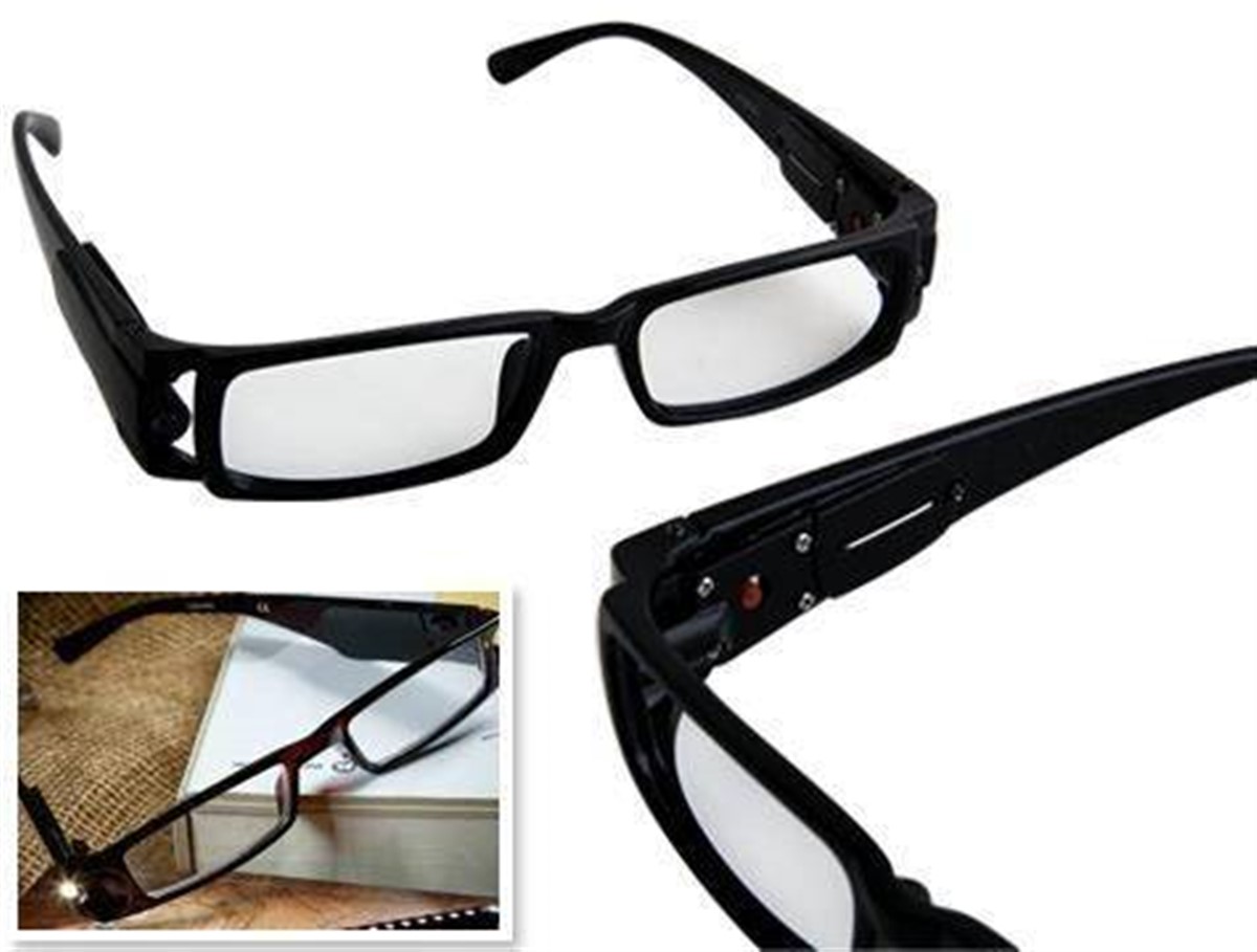 Çift Led Işıklı Camsız Kitap Aydınlatma Gözlüğü Siyah