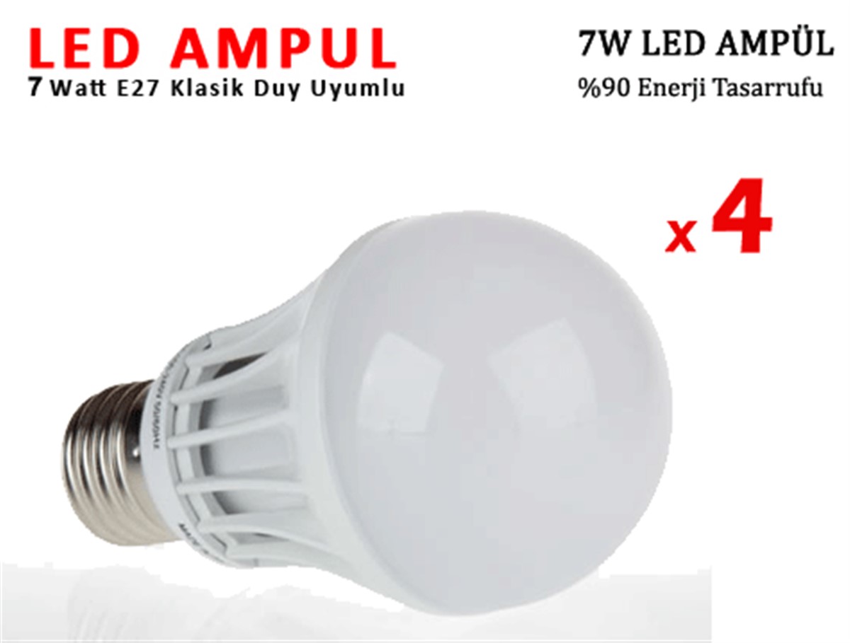 7W Enerji Tasarruflu Led Ampul 4 Adet
