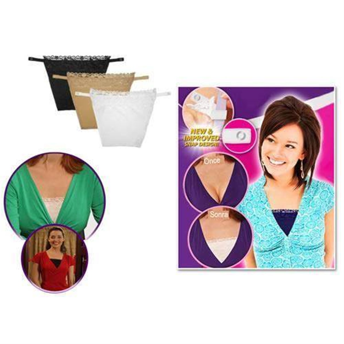 Dantel İşlemeli Göğüs Dekolte Kapatıcı 3 Adet