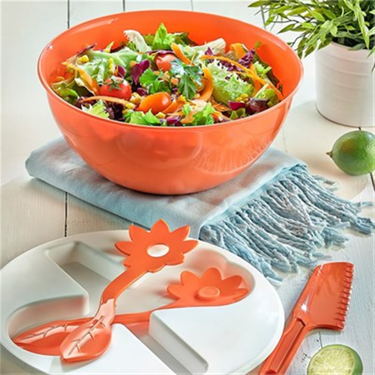 Papatya Kaşıklı 4,75 Litre Salata Kasesi Asorti