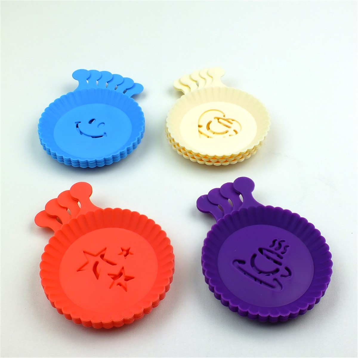 Renkli Kahve Süsleme Şablonları 4 Adet Asorti