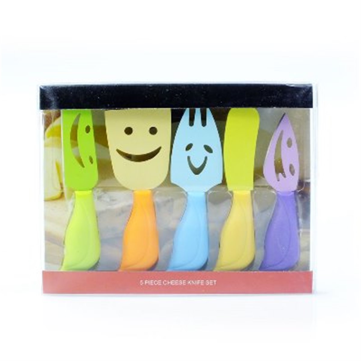 Renkli Gülen Suratlar 5 li Peynir Bıçak Seti