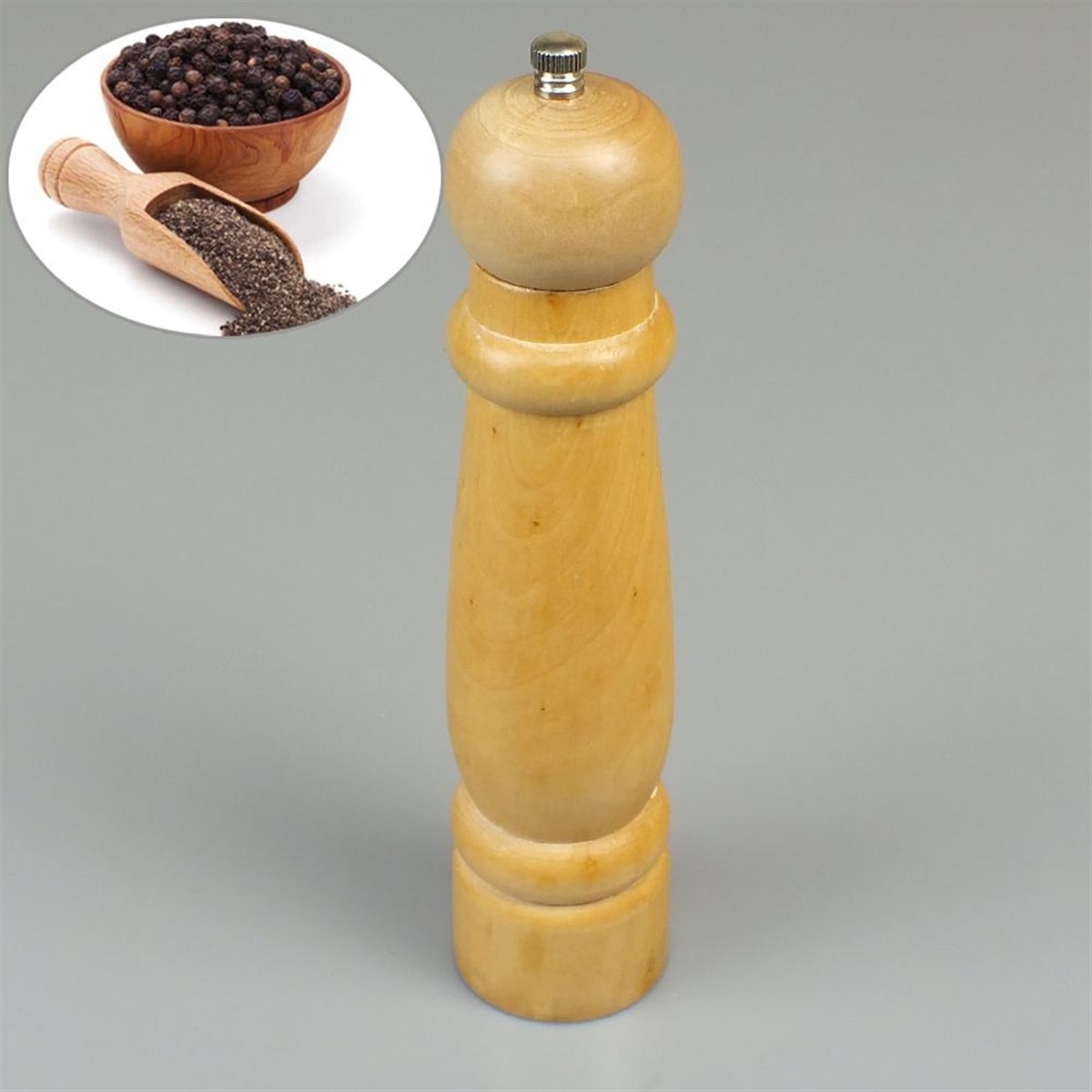 Naturel Ahşap Tuz Karabiber Değirmeni Asorti