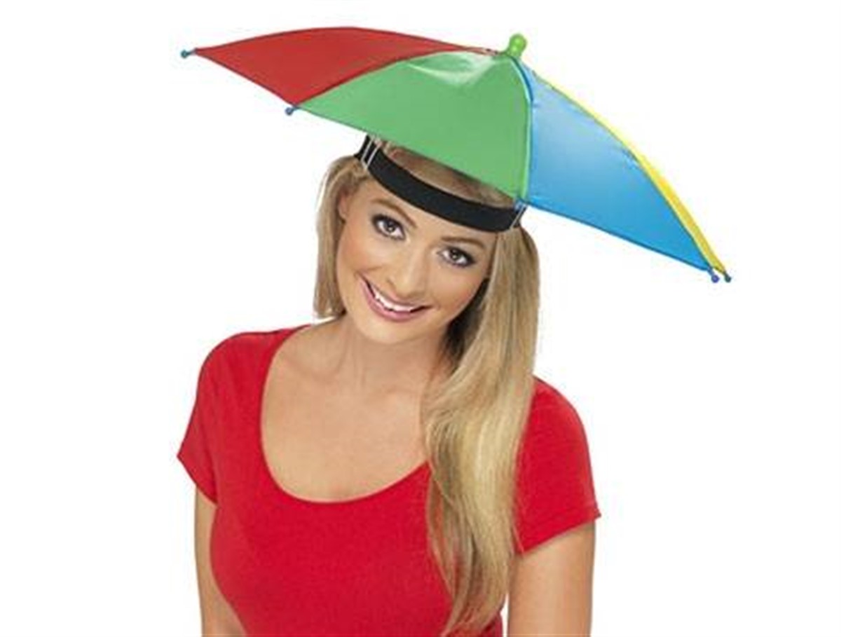 Lastikli Plaj Yazlık Kafa Şemsiyesi Beyaz/KırmızıBeyaz/GökkuşağıDikey/Yatay