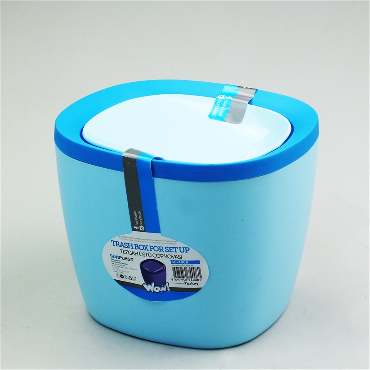 360 Derece Dönen Kapaklı Tezgah Üstü Mini Çöp Kovası Asorti
