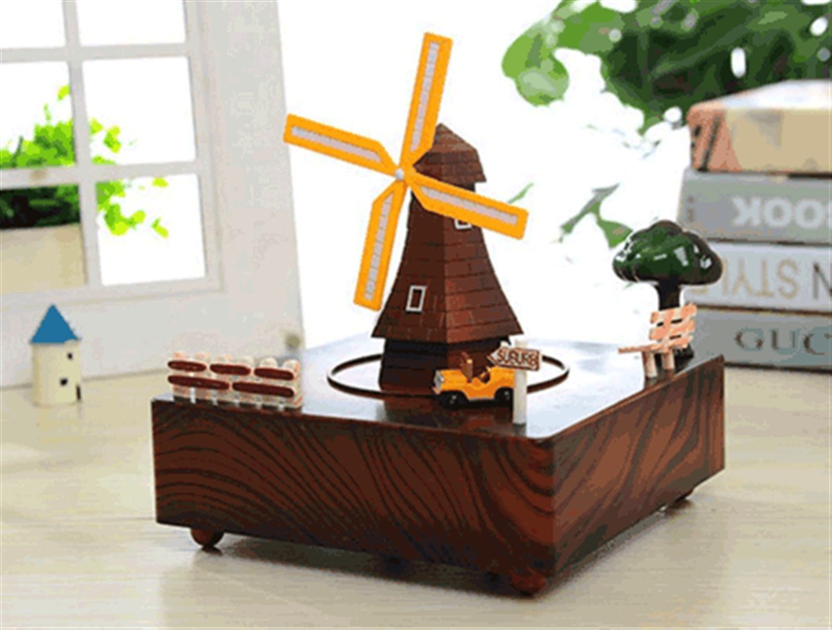 Değirmen Etrafında Dönen Araba Müzik Kutusu