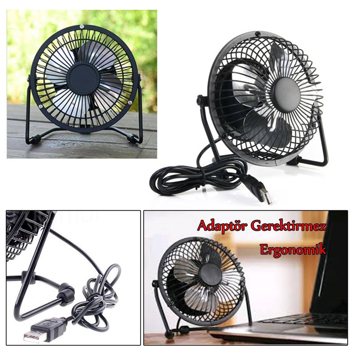 Masaüstü Metal Fan USB Girişli Vantilatör Asorti