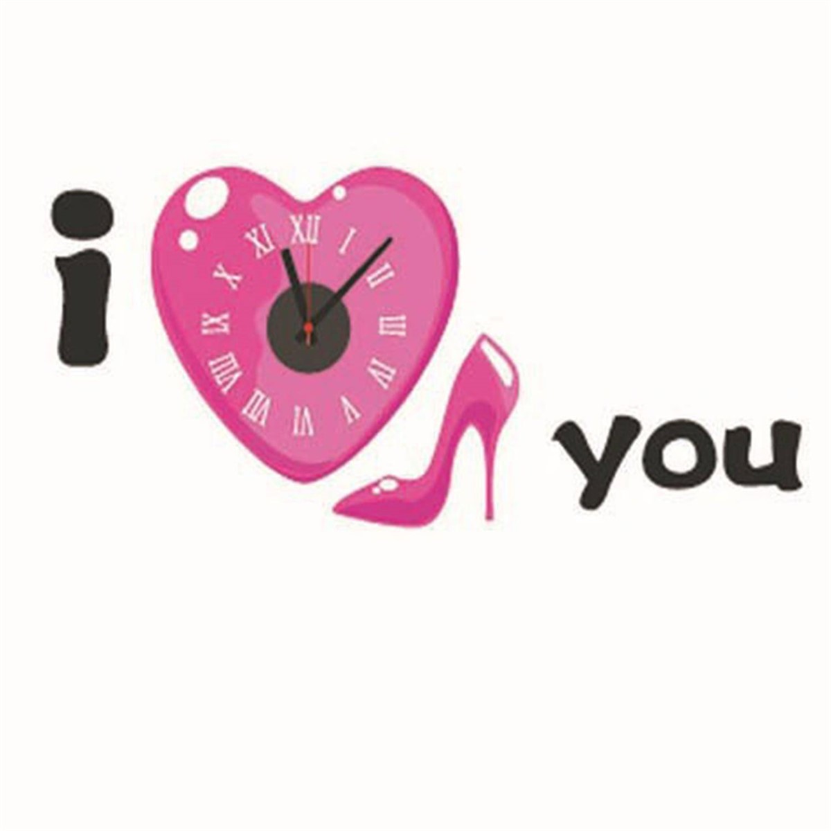 I Love You Temalı Duvara Yapışan Saat