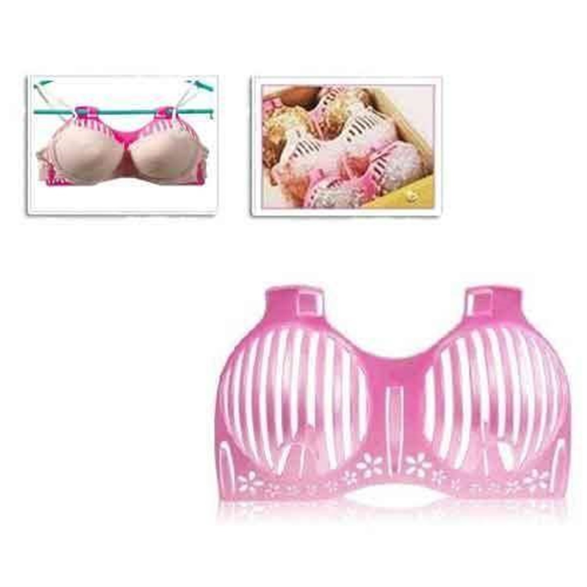 Dolap İçi Yer Kazandıran Plastik Askılı Sütyen Askısı Pembe