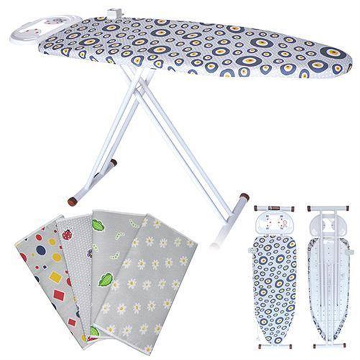 Keçeli Lüks Ütü Masası Örtüsü Lastikli Asorti