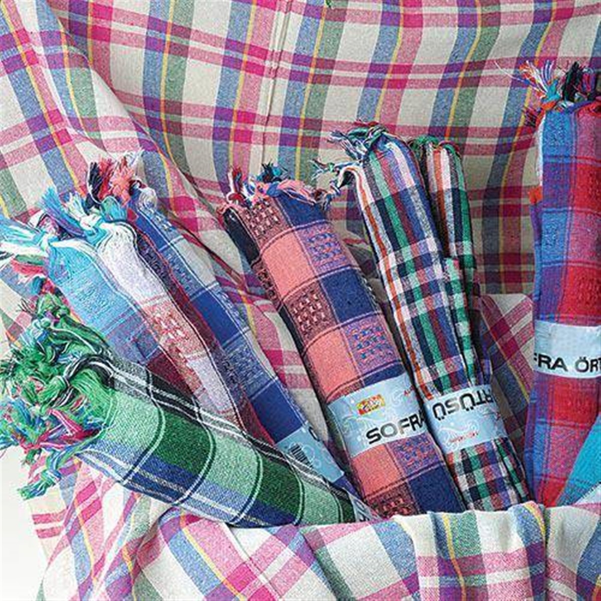 Otantik Sofra Piknik Masa Örtüsü Asorti 140cmx140cm