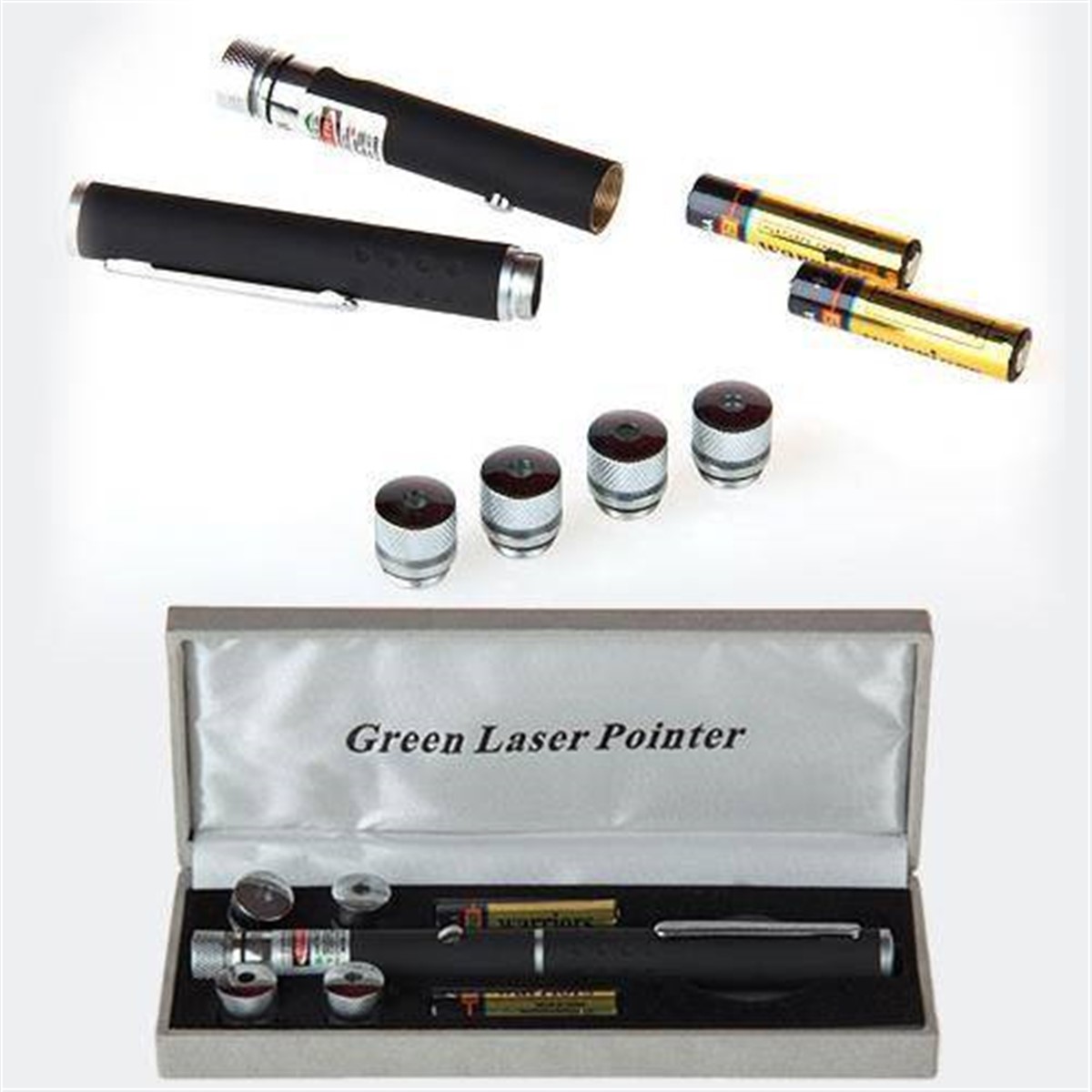 Yeşil Lazer Pointer 100 mW 10km Etkili 5 Başlıklı