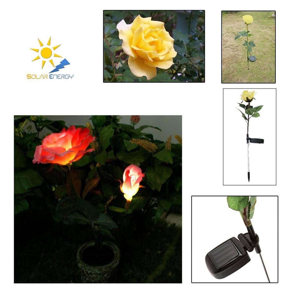 Dekoratif Gül Solar Bahçe Lambası