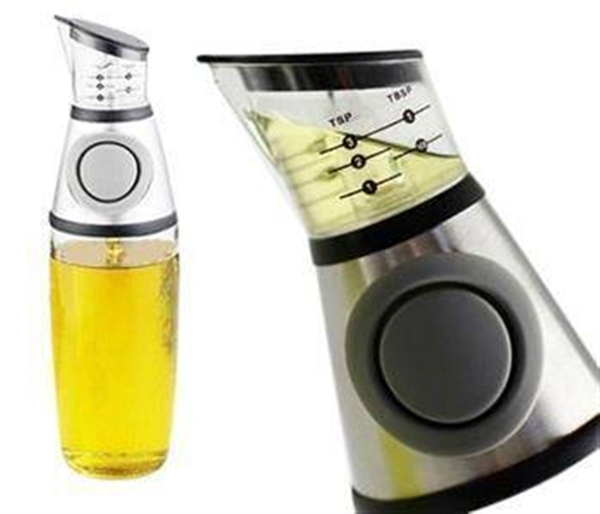 Ölçüm Dereceli Hazneli Plastik Kapak Cam Şişe Yağdanlık