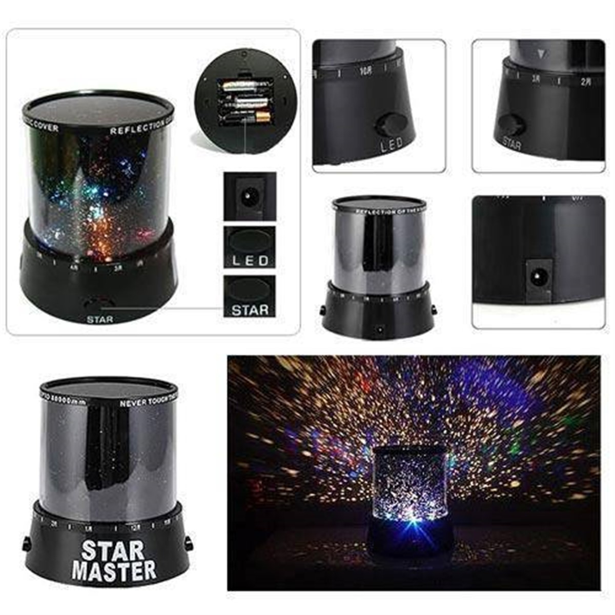 Star Master Pilli Projeksiyon Oda Gece Lambası USB Kablo YOK