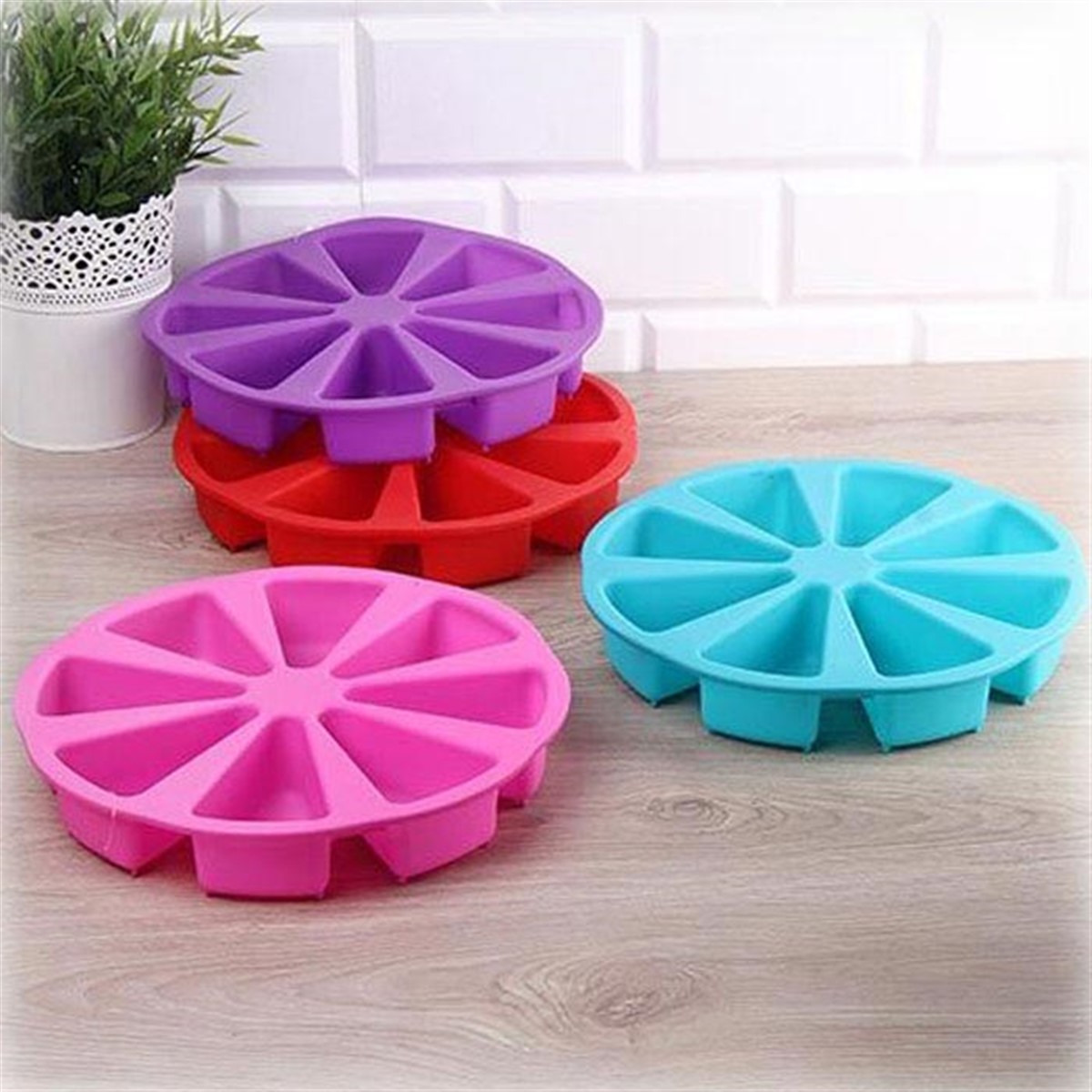 8 Bölmeli Havuç Dilimli Silikon Kek Kalıbı Asorti