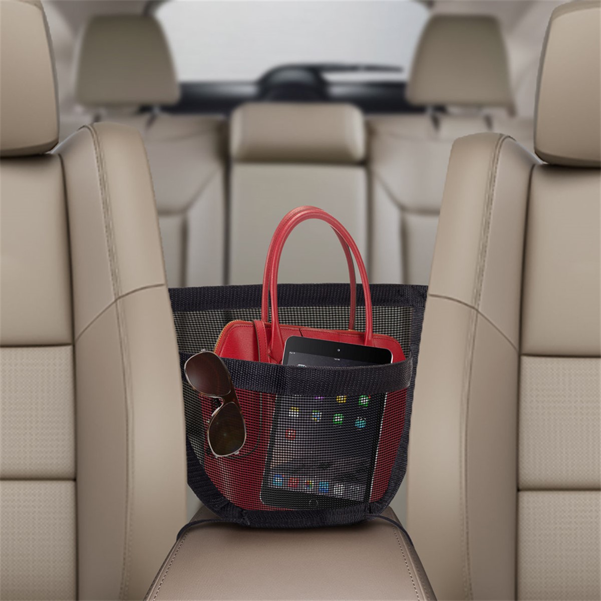 Araba Ön Koltuklar Arası Kolçak Üstü Asılabilir Fileli Ceplik