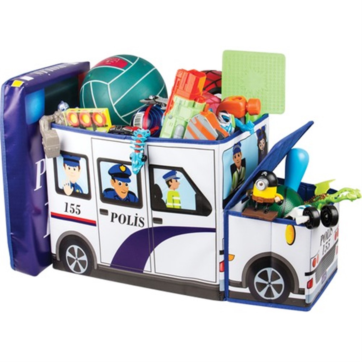 Eğlenceli Katlanabilir Oyuncak Saklama Kutusu Polis Arabası