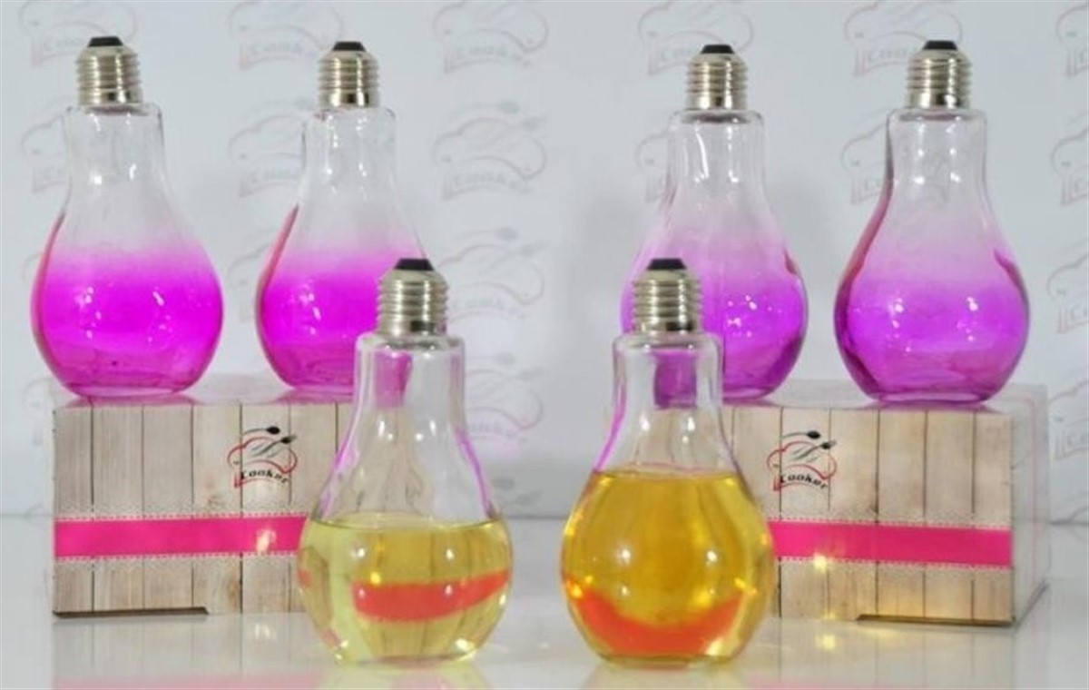 Ampul Tasarımlı Cam Sosluk Yağlık Sirkelik Set 2 Adet Asorti