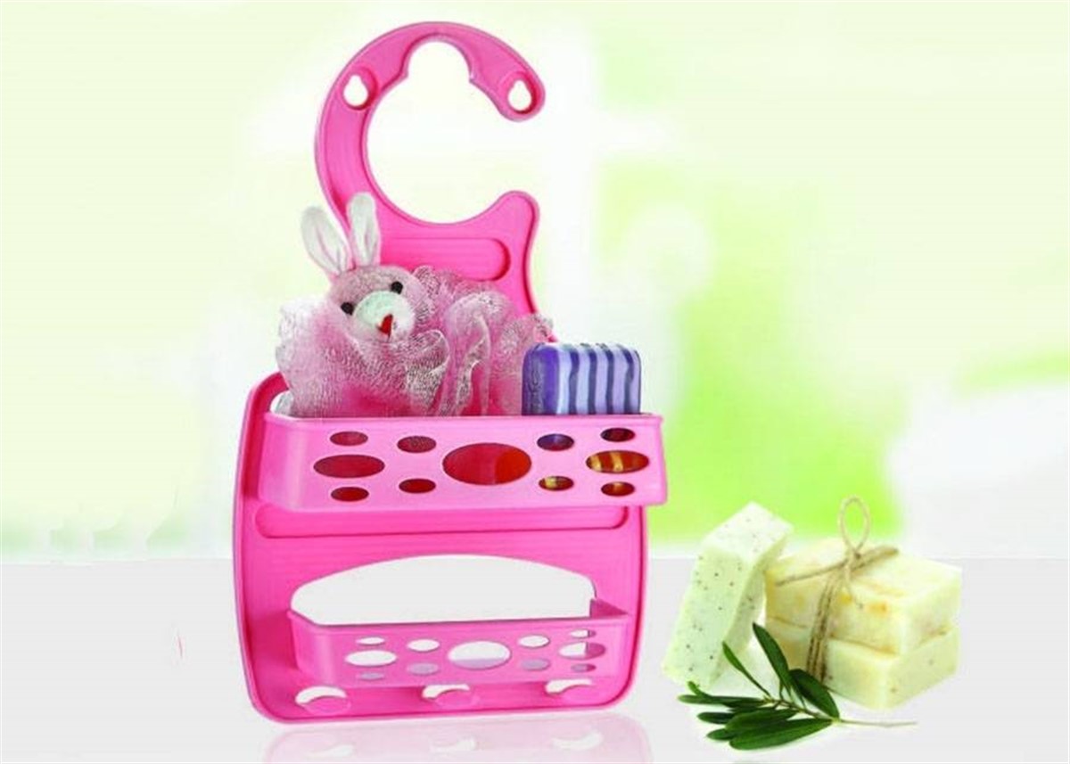 Pronto Olivia Plastik 2 Katlı Banyo Rafı Askılı Asorti