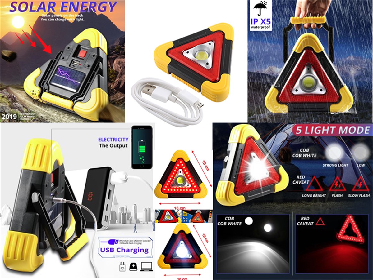 Usb ve Solar Şarj Led Su Geçirmez Kamp Feneri Reflektör Powerbank