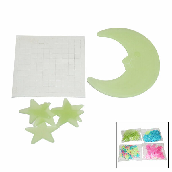 Fosforlu Yapışkan Yıldız Duvar Süsleri Sticker Asorti