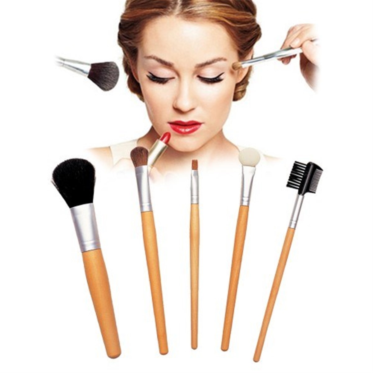 5 Parça Makyaj Fırça Seti Asorti