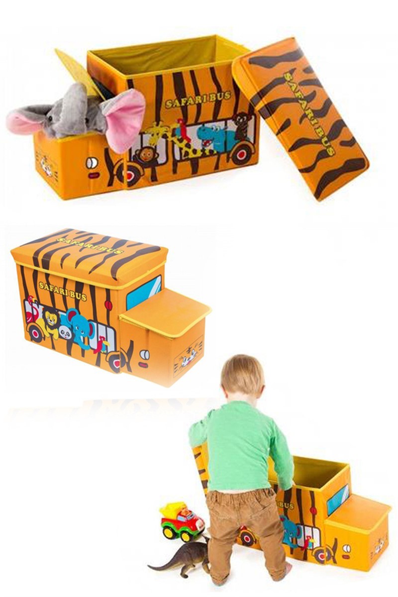 Eğlenceli Katlanabilir Oyuncak Saklama Kutusu Safari Bus